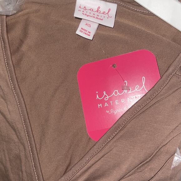 Isabel Maternity By Ingrid & Isabel Flutter Knit Maternity Top Brown NWT Sz XS - Picture 2 of 3